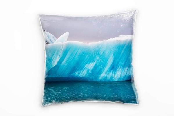 Paul Sinus Art Winter, Eisberg, Island, türkis Deko Kissen 40x40cm für Couch Sofa Lounge Zierkissen