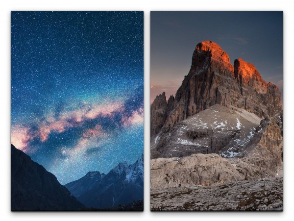 Paul Sinus Art 2 Bilder je 60x90cm Dolomiten Sternenhimmel Berge Milchstraße Galaxie Astrofotografie Traumhaft