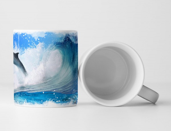 Paul Sinus Art Tasse Geschenk Tierfotografie – Schwimmende Delfine im Meer