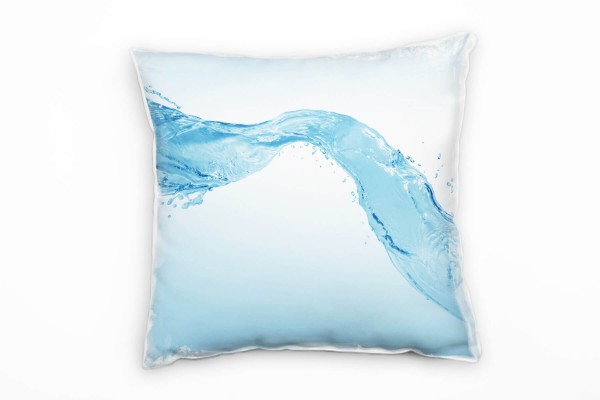 Paul Sinus Art Meer, Wasserstrahl, Wasser, blau, weiß Deko Kissen 40x40cm für Couch Sofa Lounge Zierkissen