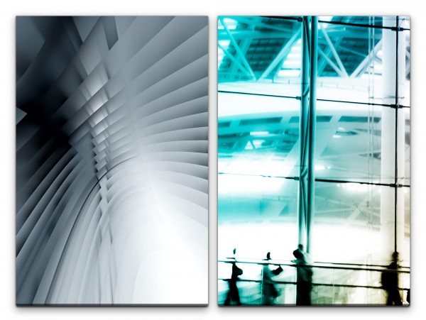 Paul Sinus Art 2 Bilder je 60x90cm Grau Business Büro Architektur Fotokunst Abstrakt Flughafen