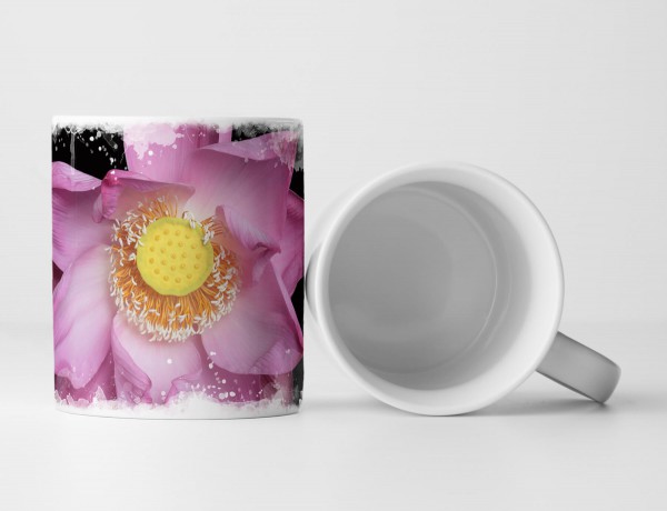 Paul Sinus Art Tasse Geschenk Naturfotografie – Rosa Blume vor schwarzem Grund