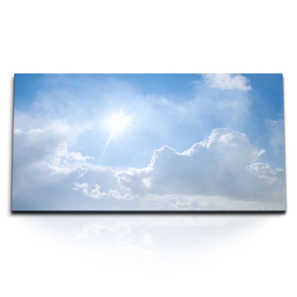 Paul Sinus Art Kunstdruck Bilder 120x60cm Blauer Himmel Sonne Wolken Hellblau