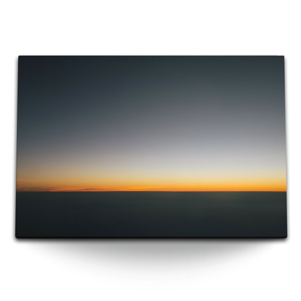 Paul Sinus Art 120x80cm Wandbild auf Leinwand Horizont Abendrot Sonnenuntergang Minimal Grau