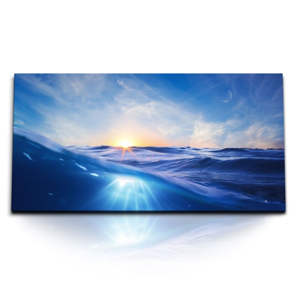 Paul Sinus Art Kunstdruck Bilder 120x60cm Wasser Meer Ozean Blau Sonnenuntergang