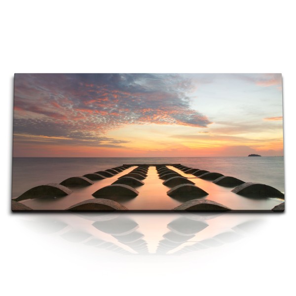 Paul Sinus Art Kunstdruck Bilder 120x60cm Meer Horizont Sonnenuntergang Abendrot Ozean