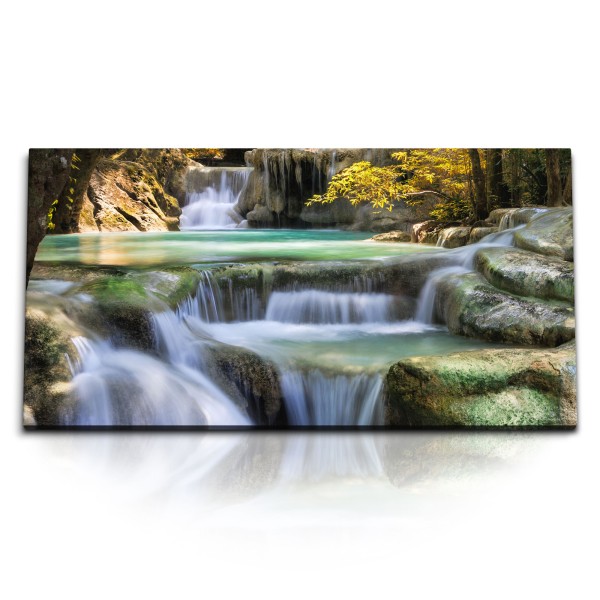 Paul Sinus Art Kunstdruck Bilder 120x60cm Thailand Bach Wasserfall Natur Tropisch Exotisch