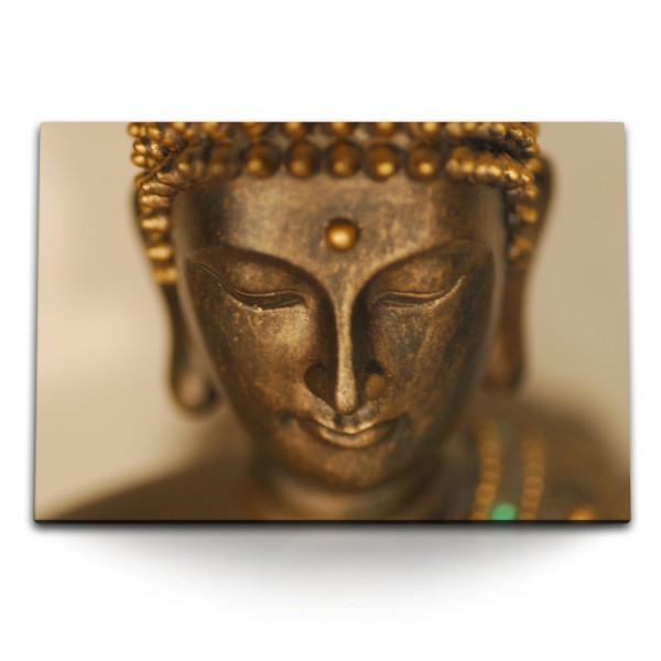 Paul Sinus Art 120x80cm Wandbild auf Leinwand Buddhastatue Buddha Buddhismus Bronzekopf Meditation