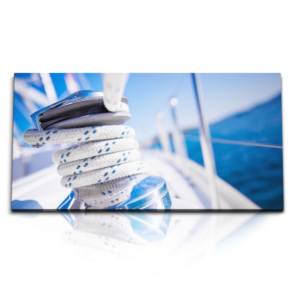 Paul Sinus Art Kunstdruck Bilder 120x60cm Segelschiff Segelboot Blau Sonnenschein Tau Seil