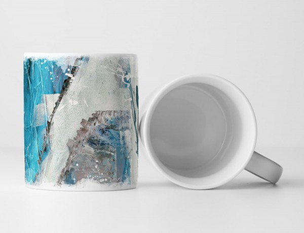 Paul Sinus Art Tasse Geschenk persenningblaue Abstraktion; Stellen in hell-und dunkelgrau