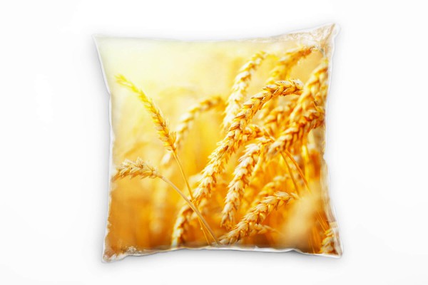 Paul Sinus Art Natur, Weizen, Feld, Sonnenschein, gelb, orange Deko Kissen 40x40cm für Couch Sofa Lounge Zierkissen