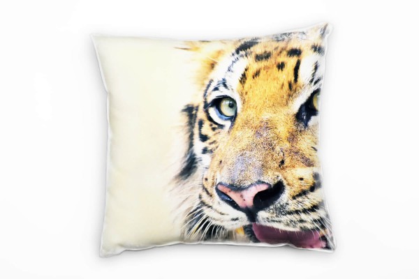 Paul Sinus Art Tiere, Tiger, orange, gelb Deko Kissen 40x40cm für Couch Sofa Lounge Zierkissen