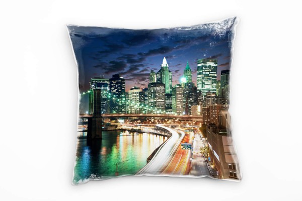 Paul Sinus Art Urban und City, bunt, New York, Nacht, Lichtlinien Deko Kissen 40x40cm für Couch Sofa Lounge Zierkis