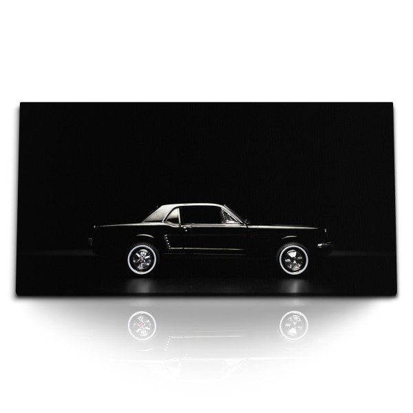 Paul Sinus Art Kunstdruck Bilder 120x60cm Ford Mustang 66 Schwarz Oldtimer Muscle Car