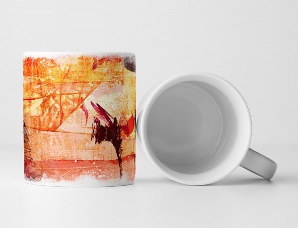 Paul Sinus Art Tasse Geschenk beige-orange Grundierung; dunkelrote Abstraktionen