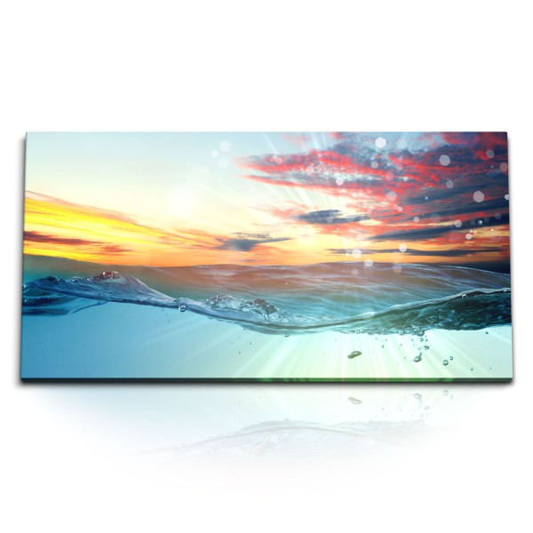 Kunstdruck Bilder 120x60cm Wasser Meer Sonnenuntergang Kunstvoll Abendröte