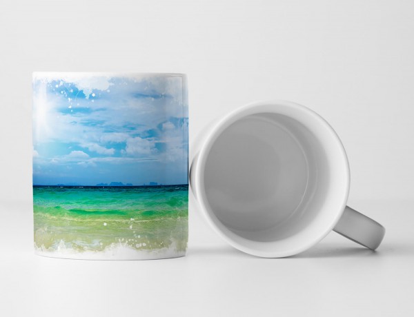 Paul Sinus Art Tasse Geschenk Landschaftsfotografie – Tropischer Sandstrand mit Sonne