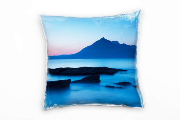 Paul Sinus Art Meer, Landschaft, blau, Dämmerung, Schottland Deko Kissen 40x40cm für Couch Sofa Lounge Zierkissen