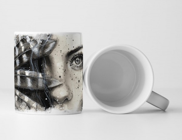 Paul Sinus Art Tasse Geschenk Bild – Schöne Frau mit Federn