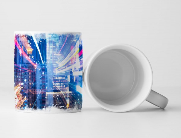 Paul Sinus Art Tasse Geschenk Fotografie – Stadt mit Lichtspuren