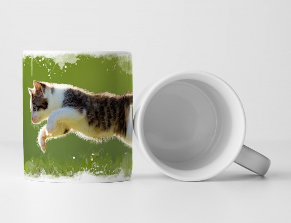 Paul Sinus Art Tasse Geschenk Tierfotografie – Kätzchen auf der Jagd nach Schmetterling