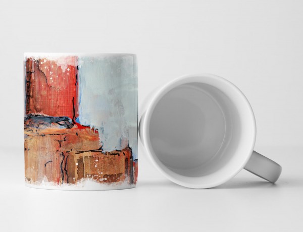 Paul Sinus Art Tasse Geschenk Abstraktes Bild von roten und orangen Gebäuden