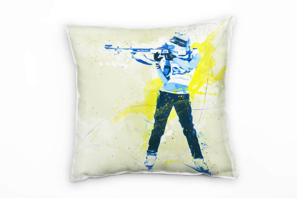 Paul Sinus Art Biathlon Deko Kissen Bezug 40x40cm für Couch Sofa Lounge Zierkissen