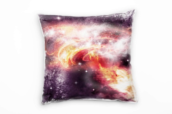 Paul Sinus Art Illustration, Galaxie, rot, orange, lila, Sterne Deko Kissen 40x40cm für Couch Sofa Lounge Zierkisse