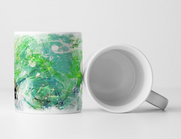 Paul Sinus Art Tasse Geschenk türkise Grundierung; weiß, grüngelbe Abstraktionen