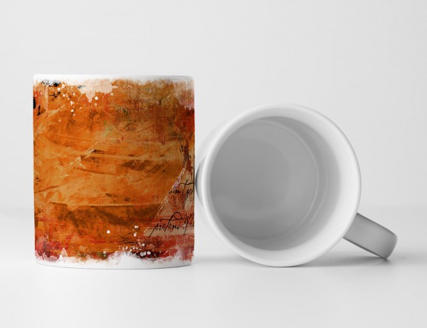 Paul Sinus Art Tasse Geschenk orange-rote Abstraktion + Aufschrift