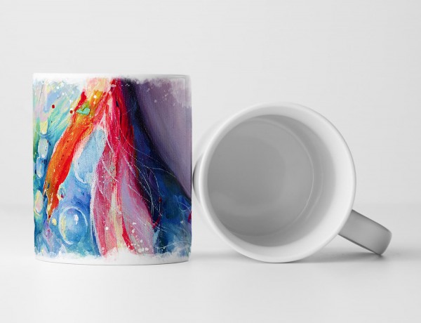 Paul Sinus Art Tasse Geschenk Farbenfrohes Regenbogengemälde - Rote Lippen und bunte Korallen