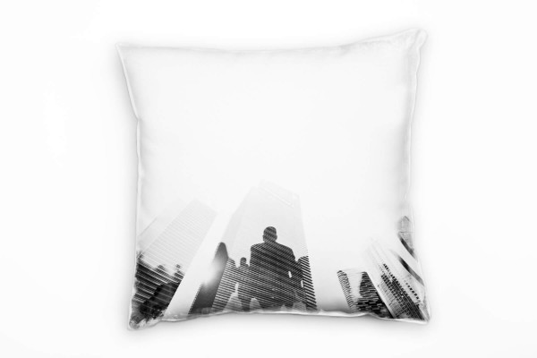 Paul Sinus Art City, Abstrakt, Hochhäuser, Menschen, grau Deko Kissen 40x40cm für Couch Sofa Lounge Zierkissen