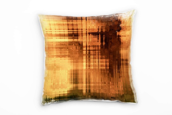 Paul Sinus Art Abstrakt, orange, braun, grün Deko Kissen 40x40cm für Couch Sofa Lounge Zierkissen