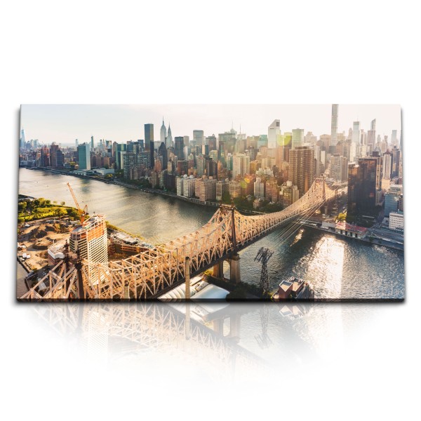 Paul Sinus Art Kunstdruck Bilder 120x60cm New York Brooklyn Bridge Hochhäuser Großstadt