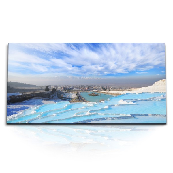 Paul Sinus Art Kunstdruck Bilder 120x60cm Pamukkale Türkei Thermalwasser Hellblau Natur