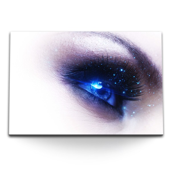 Paul Sinus Art 120x80cm Wandbild auf Leinwand Blaue Augen Schönheit Model Make up