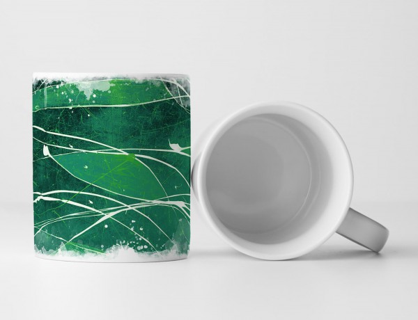 Paul Sinus Art Tasse Geschenk grün/waldgrün, weiße Abstraktion