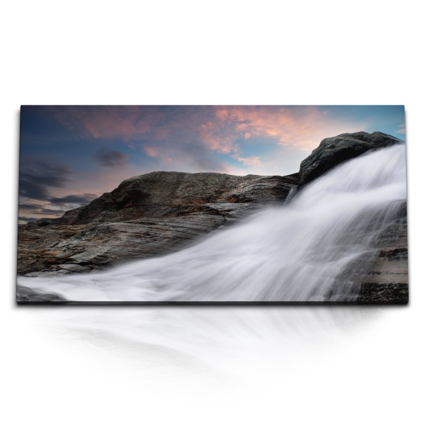 Paul Sinus Art Kunstdruck Bilder 120x60cm Wasserfall Island Natur Felsen Berge Norden