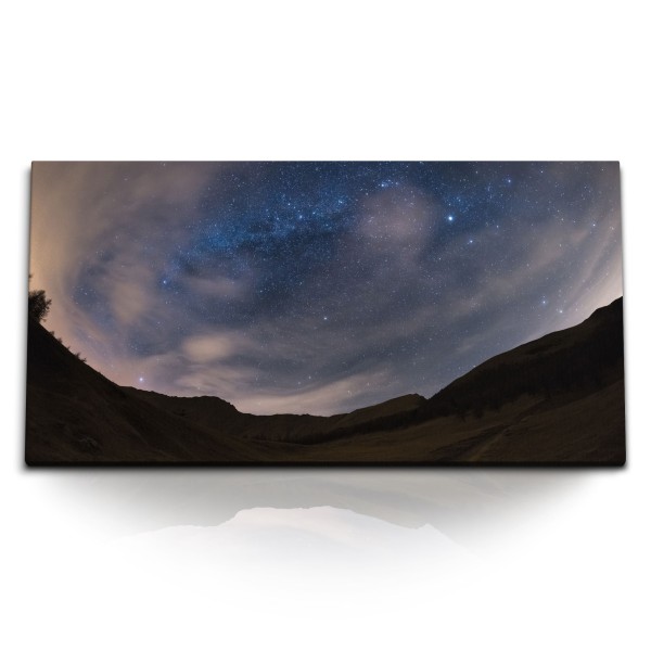 Paul Sinus Art Kunstdruck Bilder 120x60cm Astrofotografie Berge Sterne Galaxie Milchstraße