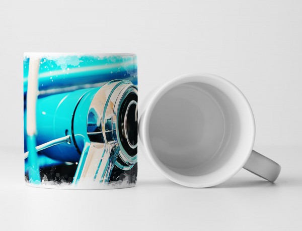 Paul Sinus Art Tasse Geschenk Künstlerische Fotografie – Lenkrad eines türkisen Oldtimers