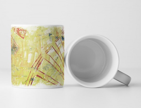 Paul Sinus Art Tasse Geschenk khaki, weiße Grundierung; rote Abstraktionen