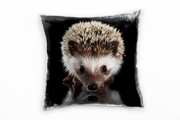 Paul Sinus Art Tiere, kleiner Igel, Portrait, braun, schwarz Deko Kissen 40x40cm für Couch Sofa Lounge Zierkissen