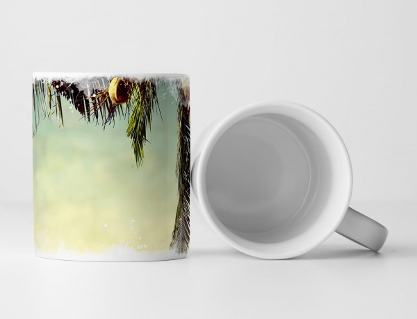 Paul Sinus Art Tasse Geschenk Landschaftsfotografie - Palme am Sepiastrand