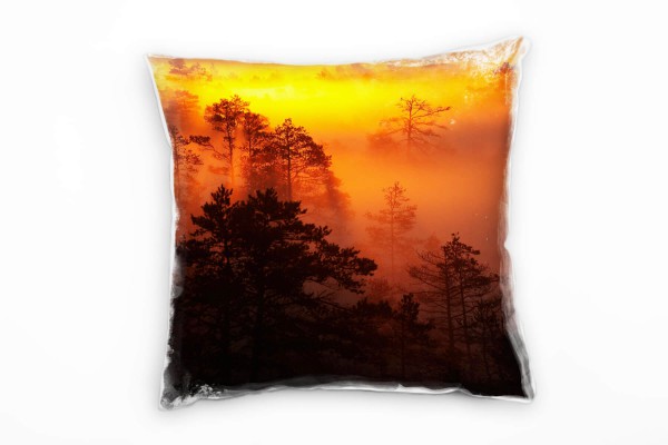 Paul Sinus Art Natur, orange, Wald, gelb Deko Kissen 40x40cm für Couch Sofa Lounge Zierkissen