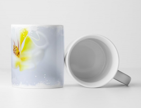 Paul Sinus Art Tasse Geschenk weiße Orchideenblüte Makro – Unscharf