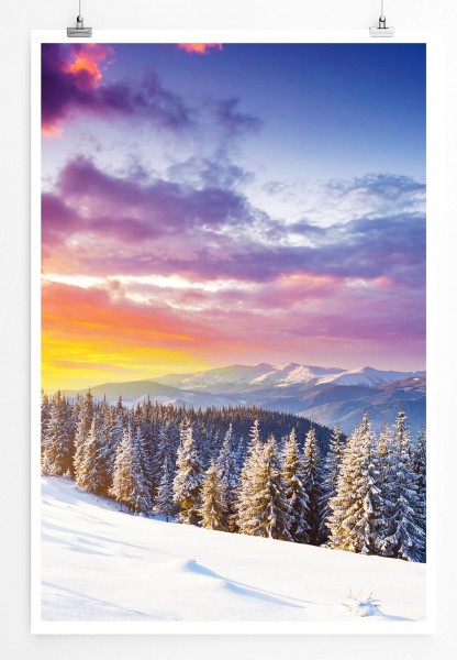 Paul Sinus Art Landschaftsfotografie 60x90cm Poster Fantastischer Morgen im Schnee Ukraine