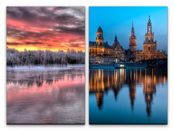 Paul Sinus Art 2 Bilder je 60x90cm Finnland Winter Dresden Hofkirche Kathedrale Deutschland Elbe