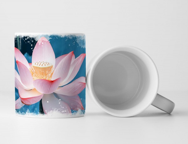 Paul Sinus Art Tasse Geschenk Naturfotografie – rosa Lotusblüte und blauer Hintergrund