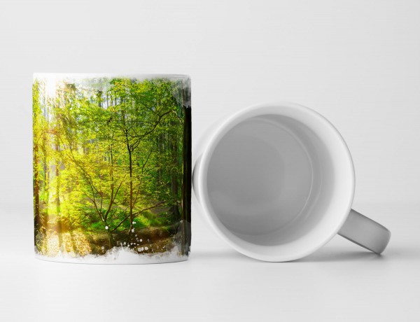 Paul Sinus Art Tasse Geschenk Naturfotografie – Bach im Wald bei Sonnenschein