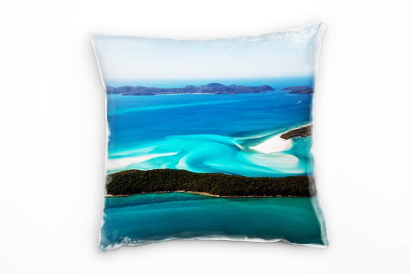 Paul Sinus Art Landschaften, Inseln, Meer, blau, türkis, braun Deko Kissen 40x40cm für Couch Sofa Lounge Zierkissen